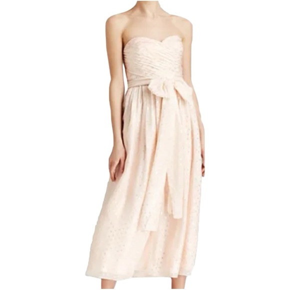 Jill Jill Stuart Strapless Metallic Dot Tea Length Dress - Picture 1 of 13